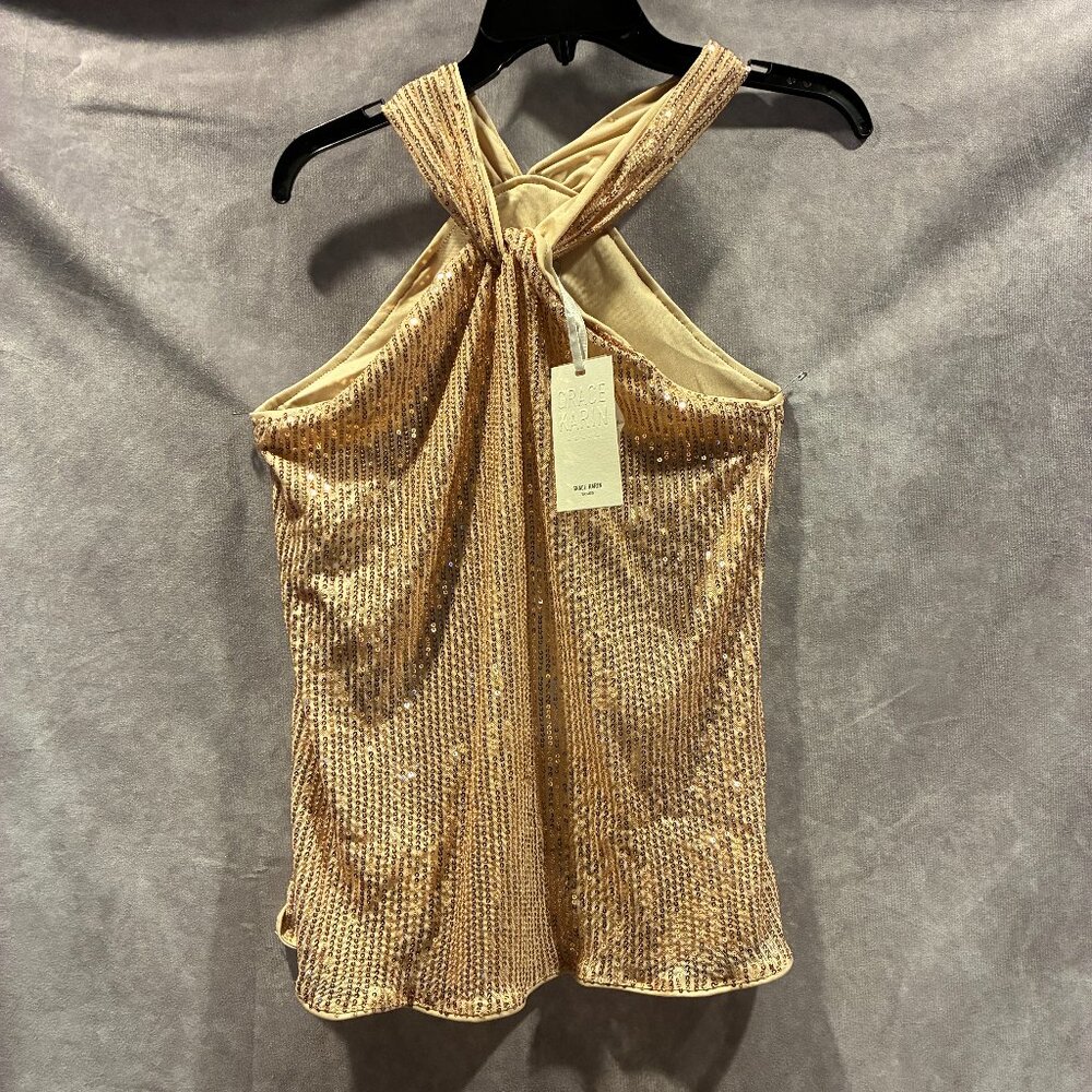 GRACE KARIN Halterneck Keyhole Front Sequined Top